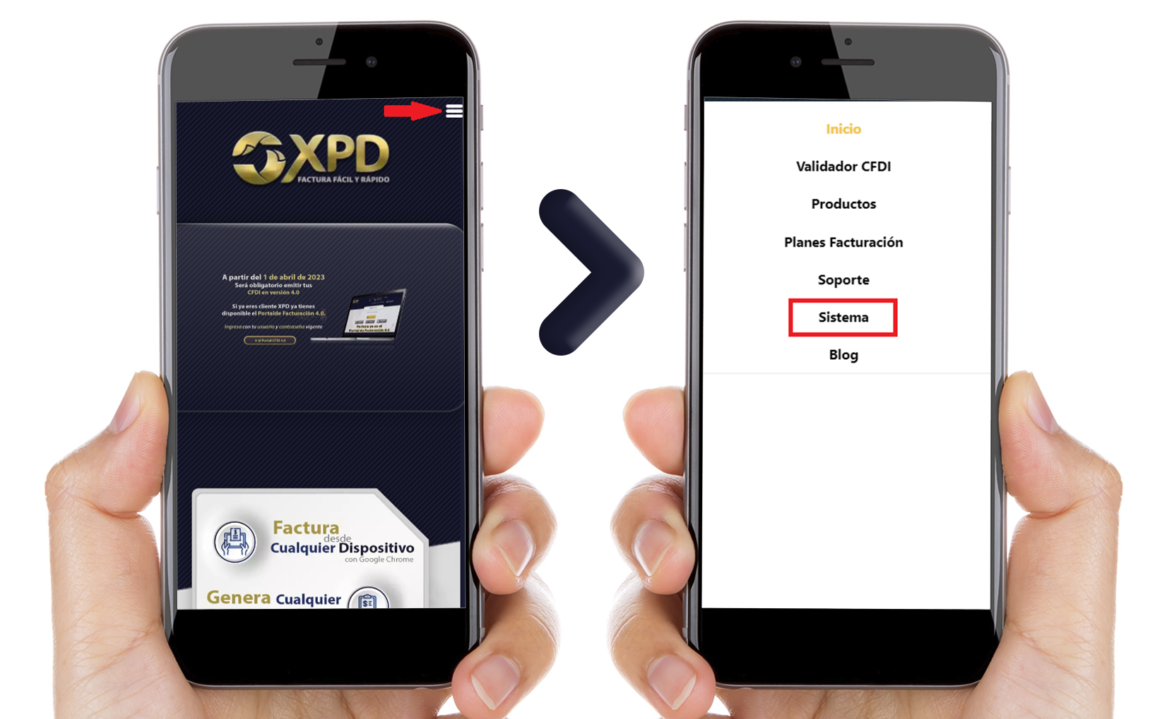 Página Principal de Expide Tu Factura en un celular - XPD